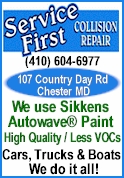 Service First Collision Repair - 
Cars - Trucks and Boats.  We do it all!  Proudly using Sillens Autowave Paint - We've gone green!